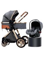 Coche Deluxe Con Silla Nido Y Accesorios Gris Lubabycas