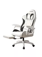 Silla Gamer Ergonómica Reclinable Con Reposapies Blanca