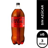6x Bebida Coca Cola Sin Azúcar 3000cc
