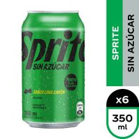 6x Bebida Sprite Sin Azúcar Lata 350cc