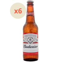 6x Cerveza Budweiser Especial Botellín 4,8° 330cc