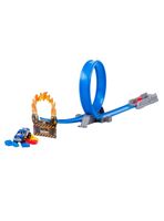 Pista de vehículos Metal Machines con aro de fuego y 3 autos