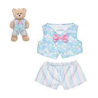 Conjunto peluche Build a Bear Cinnamoroll chaleco y pantalón