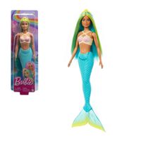 Muñeca Barbie sirena cabello de colores celeste