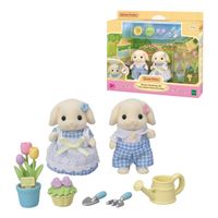 Figuras Sylvanian Families hermanos conejos jardinería