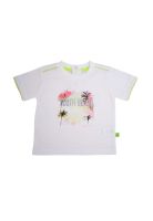 Polera Palmeras Algodón Verano Niño Blanco