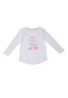 Polera Manga Larga Niña Blanco Pillín