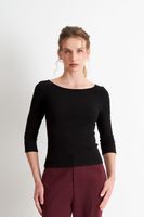 Polera Manga 3/4 Cuello Bote Negro Nicopoly