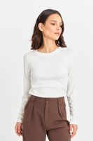 Polera Manga Larga Cuello Redondo Blanca Nicopoly