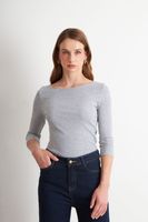 Polera Manga 3/4 Cuello Bote Gris Nicopoly