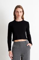 Polera Manga Larga Crop Negro Nicopoly