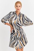 Vestido Tipo Camisero Zebra Café Nicopoly