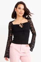 Polera Encaje Escote Nudo Negro Nicopoly