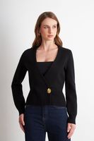 Cárdigan Cruzado con Botón Dorado Negro Nicopoly