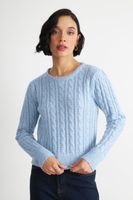 Sweater de Punto Calado Celeste Nicopoly