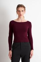 Polera Manga Larga Cuello Bote Burdeo Nicopoly