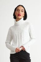 Sweater Trenzado Cuello Alto Blanco Nicopoly
