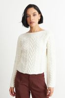 Sweater con Patrón Trenzado Blanco Nicopoly