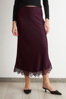 Falda Satín Encaje en Ruedo Burdeo Nicopoly