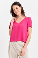 Blusa Cuello V Tipo Gasa Fucsia Nicopoly