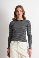 Polera Rayas Manga Larga Grafito Nicopoly