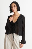 Blusa Vuelos Manga Larga Negro Nicopoly