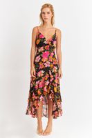 Vestido Asimétrico Floral Fucsia Nicopoly