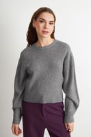 Sweater Jaspeado Cuello Redondo Gris Nicopoly