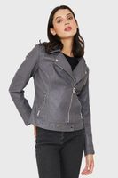 Chaqueta Biker Ecocuero Gris Nicopoly
