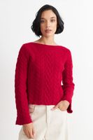 Sweater con Patrón Trenzado Rojo Nicopoly