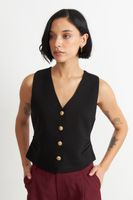 Gilet con Drapeado Lateral Negro