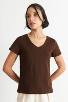 Polera Escote en V Básica Café Nicopoly