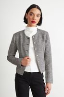 Blazer Cuello Redondo sin Solapa Gris Nicopoly