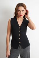 Gilet Largo con Botones Negro Nicopoly