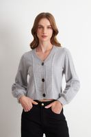Cárdigan Diseño Trenzado Gris Nicopoly
