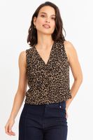 Gilet Tipo Crepé Animal Print Café Nicopoly