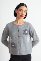 Cárdigan Flores Tejidas Gris Nicopoly