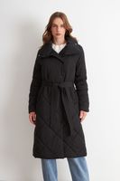 Parka Acolchada con Cinturón Lazo Negro Nicopoly