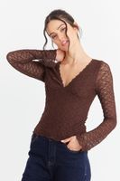 Polera Encaje Manga Larga Café Nicopoly