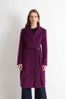 Abrigo con Cinturón Hebilla Metálica Morado Nicopoly