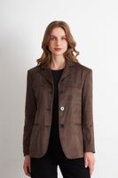 Blazer Oversize Tipo Gamuza Café Nicopoly