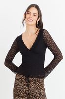 Polera Encaje Manga Larga Negro Nicopoly