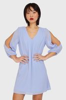 Vestido Corto Aberturas Mangas Celeste Nicopoly