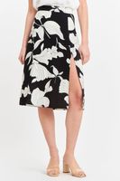 Falda Midi Negra con Flores Blancas Nicopoly