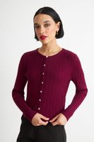 Cárdigan Trenzado Cuello Redondo Burdeo Nicopoly