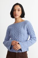 Sweater con Patrón Trenzado Celeste Nicopoly