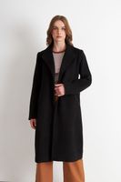 Abrigo con Cinturón Hebilla Metálica Negro Nicopoly