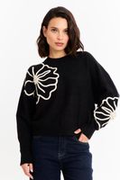 Sweater Diseño Flores Negro Nicopoly
