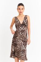 Vestido Animal Print Tipo Satín Nicopoly