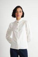 Blusa Cuello Mao Manga Globo Blanco Nicopoly